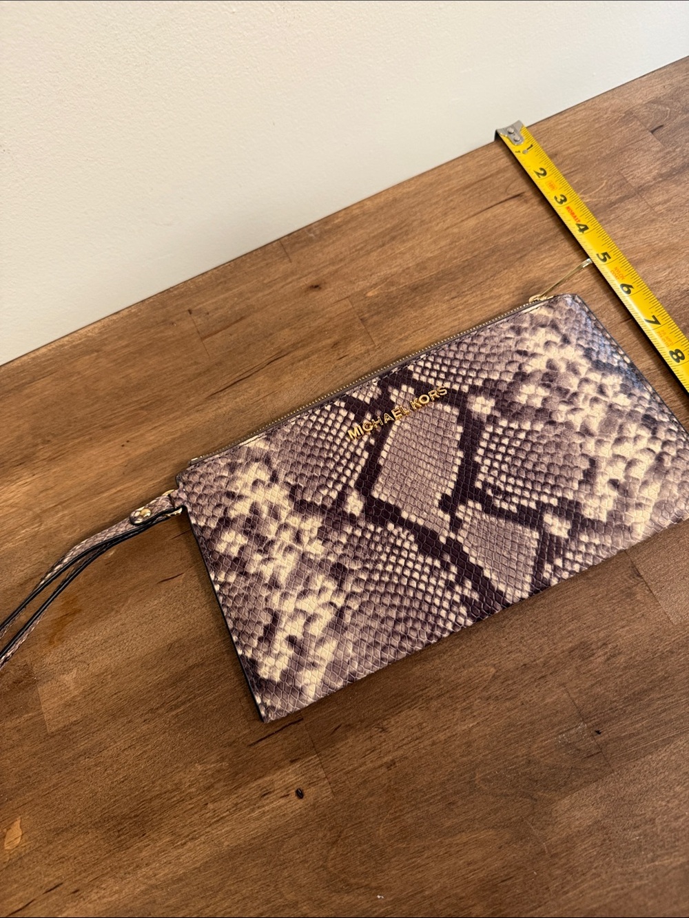 Michael Kors Snake-Print Wristlet in Purple and Cream